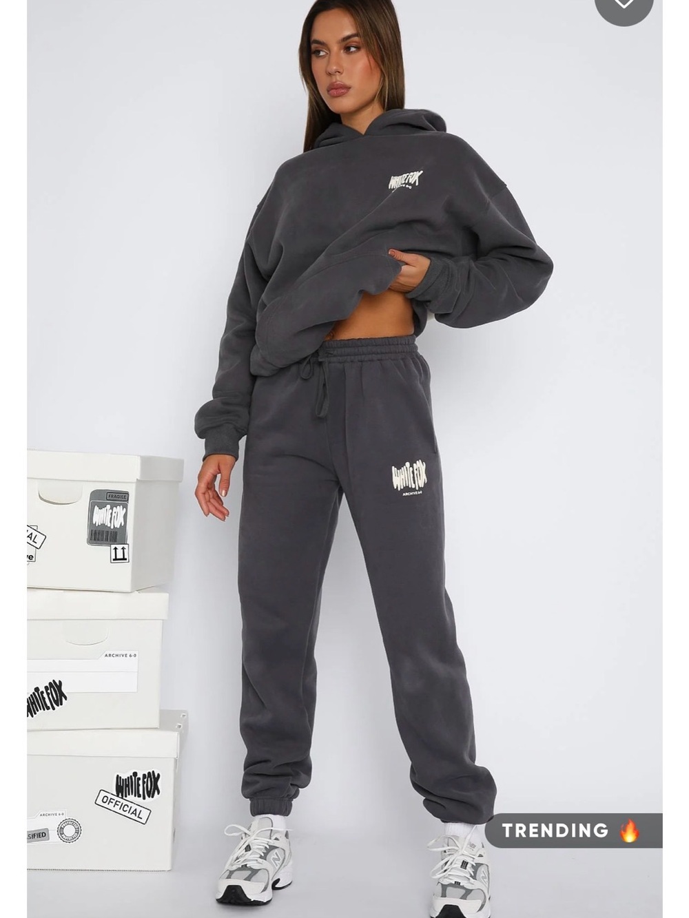 White Fox Black/Grey Logo Sweatpants and Sweatshirt Set- White Fox Archive 6-0
